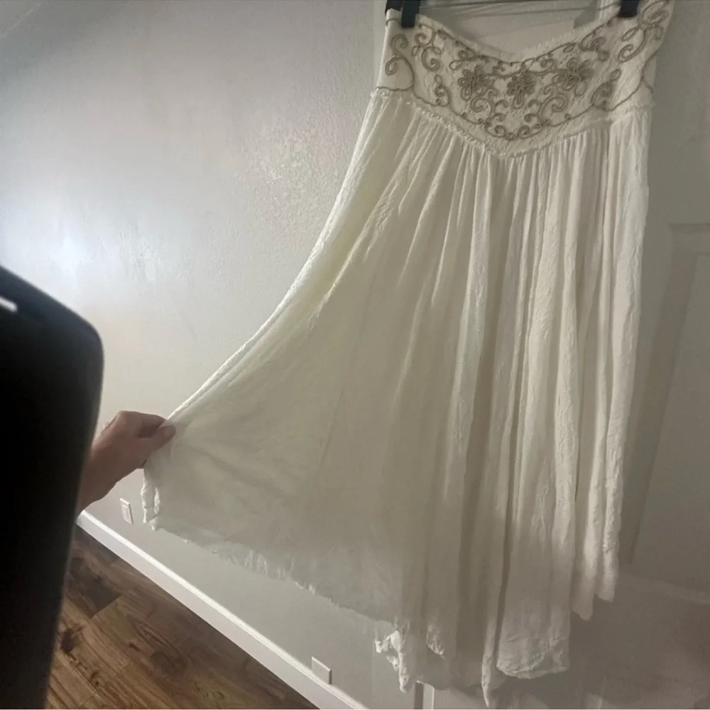 Free People Rhiannon Convertible Embroidered Waist Handkerchief Hem Maxi Skirt M - Picture 5 of 12